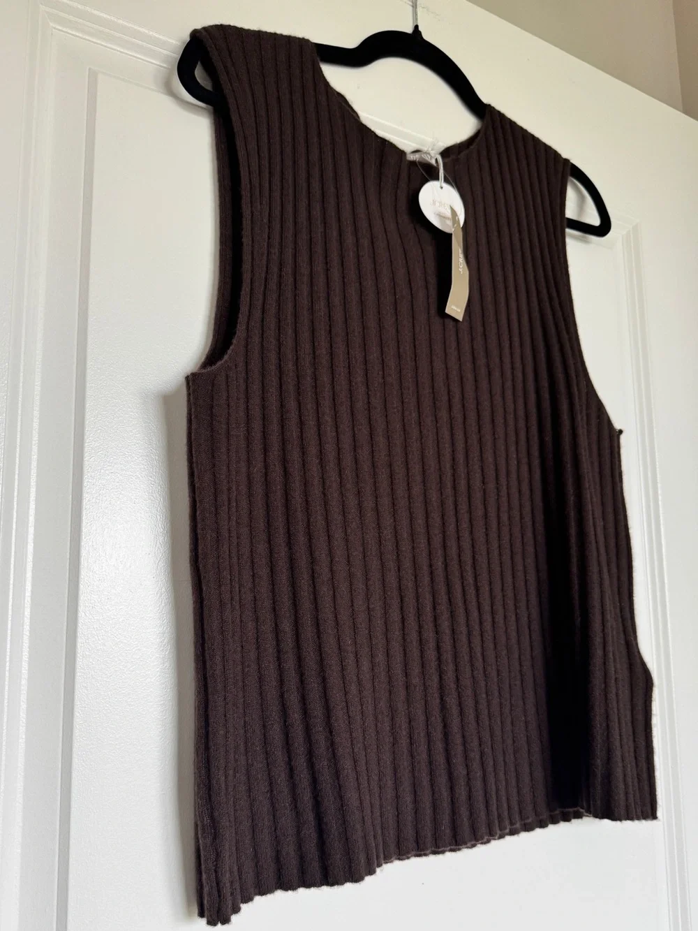 NWT J. CREW Women's Wide-rib cashmere sweater shell heather chocolate XL *NOTE* - Picture 1 of 15